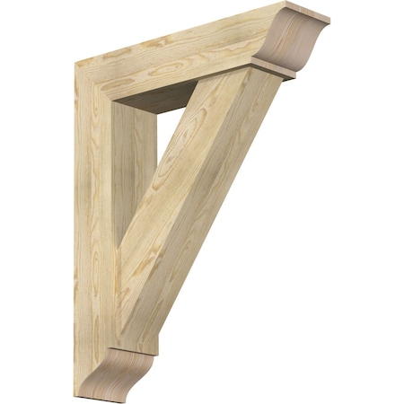 Ekena Millwork Traditional Traditional Rough Sawn Bracket w/ Offset Brace, Douglas Fir, 8"W x 32"D x 40"H BKT0806X32X40TRA01RDF